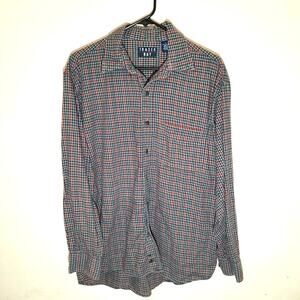 Vintage Trader Bay Men’s L Multicolor Plaid Long Sleeve Shirt Cotton Hong Kong